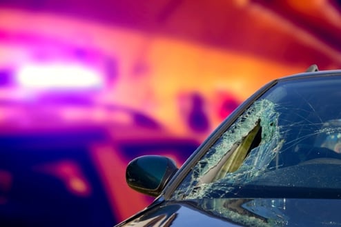 Smashed Wind Shield in a Car Accident